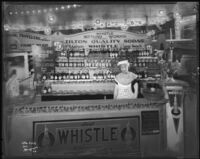 Whistle Bottling Works exhibit booth, circa 1920-1940