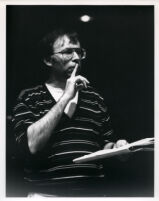 Anthony Newman giving instructions from a score, Los Angeles, 1986 [descriptive]