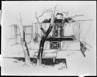 Drawing of garden of the gardenias, garden of prayer, Glen Haven Memorial Park, San Fernando, [1946?]