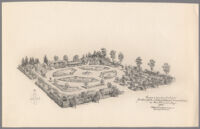 Drawing of homes & garden exhibit, Golden Gate International Exposition, San Francisco, 1939