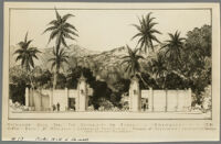 Drawing of entrance gate, University of Hawaii, Honolulu, 1930
