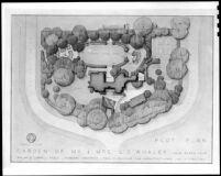 Plot plan for a garden for the Mr. & Mrs. Lloyd S. Whaley residence, Long Beach, 1949