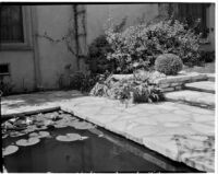 Laura La Plante residence, view of patio with pond, Beverly Hills, 1929