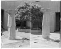 Lotus Shaft Fountain by Roy King, 2 views, Los Angeles Central Library, 1934