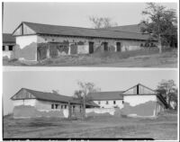 Rancho Los Cerritos, 2 views of decaying house, Long Beach, 1930