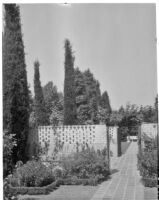 W. R. Dunsmore residence, view towards renovated terrace from rose garden, Los Angeles, 1934