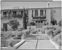 Grant residence, exterior of house with garden, Beverly Hills, 1931