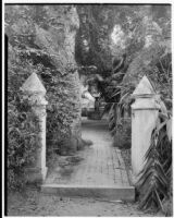 James Waldron Gillespie residence, view towards brick pathway, Montecito, 1932