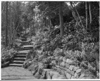 Harvey Mudd residence, hyacinth lined stone pathway, Beverly Hills, 1933