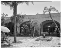 San Marcos building, view of the patio, Santa Barbara, 1933
