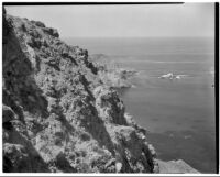 Rocky cliff and ocean, Channel Islands, 1934