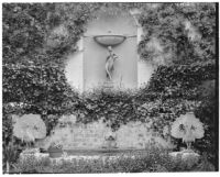 Edward Charles Harwood residence, pool, terrace, and wall fountain, San Marino, 1932