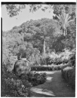 La Mortola botanical garden, view of a large terraccotta urn near a path, Ventimiglia, Italy, 1929