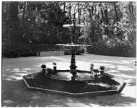 Maria Louisa Park, view of a two-tiered fountain, Seville, Spain, 1929