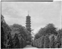 Royal Botanic Gardens, Kew, view of the Great Pagoda, Kew, England, 1929
