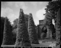 Grosvenor Park, view of trees in front of the ruins of St. John the Baptist's Church, Chester, England, 1929