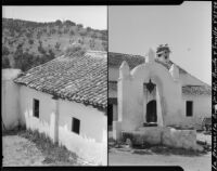 Two pictures of birds in a nest and a well in La Penucla Granja, Spain, 1929