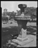 Fountain and bench erected by Angelo Zanetta in front of his family home, San Juan Bautista, 1932