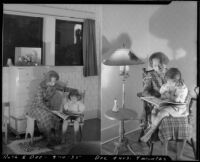 Ruth Iva Cornell reading with her four-year-old daugther Rosita Dee, California, 1935