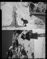 Rosita Dee Cornell playing in the snow near the Angeles Crest Highway, Angeles National Forest, California, 1937