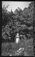 Rosita Dee Cornell standing in a field of Blueblossom, Sierra Madre, 1932