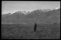 Man standing near Mono Lake, Mono County, [1929?]