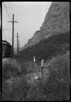 Streetcar and Palisades Park cliffs, Santa Monica, 1929