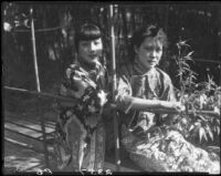 Rosemary Chew and Olive Young in the garden of the Otis Art Institute, Los Angeles, 1928