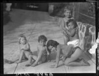 Five Estes children on a driveway, [Van Nuys?], between 1928 and 1936