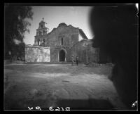 Mission San Diego de Alcalá, external view of the chapel façade and bell cote, San Diego, 1931