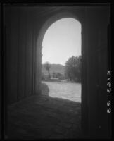 View from the arched doorway of the chapel of the Mission San Diego de Alcalá, San Diego, 1931