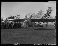 Spirit of St. Louis, probably at Vail Field, Montebello, 1927
