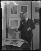 Adelbert Bartlett with mounted photographs, [1925?]