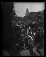 View of Olvera Street facing towards La Plaza Park, Los Angeles, 1929