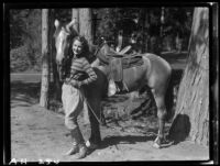 Sally Phipps and horse, Lake Arrowhead, 1929