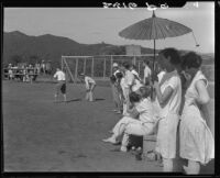 Baseball game and spectators, Pacific Palisades, 1928