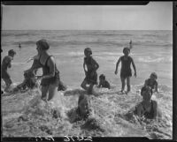Children in ocean, Pacific Palisades, 1928