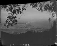 Birdseye view towards Santa Monica Bay from the Miramar Estates housing development, Pacific Palisades, 1927