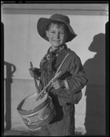 Boy with toy drum, Los Angeles, circa 1935