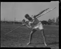 High school javelin thrower, Los Angeles High School, Los Angeles, 1932