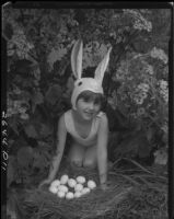 Barbara Jo Cozzens dressed as Easter bunny, Santa Monica, 1934