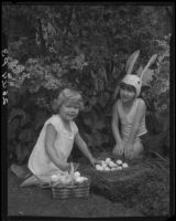 Barbara Jo Cozzens, dressed as Easter bunny, and Lora Lou Madden, Santa Monica, 1934