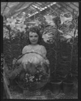 Diane King with flower basket, 1934