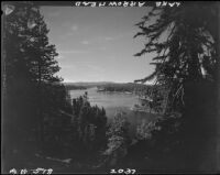 View of lake from Blue Jay Hill, Lake Arrowhead, 1929