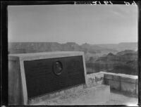 Plaque honoring John Wesley Powell, Grand Canyon overlook, Grand Canyon, Arizona, 1925