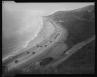 Aerial coastline view of the Rancho Malibu la Costa development area, Malibu, circa 1927