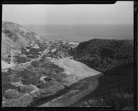 View from vacant canyon ridge lot in the Rancho Malibu la Costa development area, Malibu, circa 1927