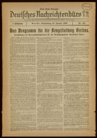Deutsches Nachrichtenbüro. 5 Jahrg., Nr. 124, 1938 January 27, Erste Nacht-Ausgabe