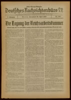 Deutsches Nachrichtenbüro. 5 Jahrg., Nr. 707, 1938 April 30, Erste Mittags-Ausgabe
