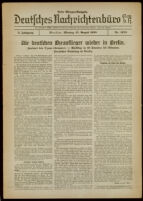 Deutsches Nachrichtenbüro. 5 Jahrg., Nr. 1272, 1938 August 15, Erste Morgen-Ausgabe